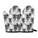 Black And White Jellyfish Pattern Print Oven Mitts