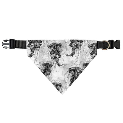 Black And White Jellyfish Pattern Print Over The Collar Dog Bandana