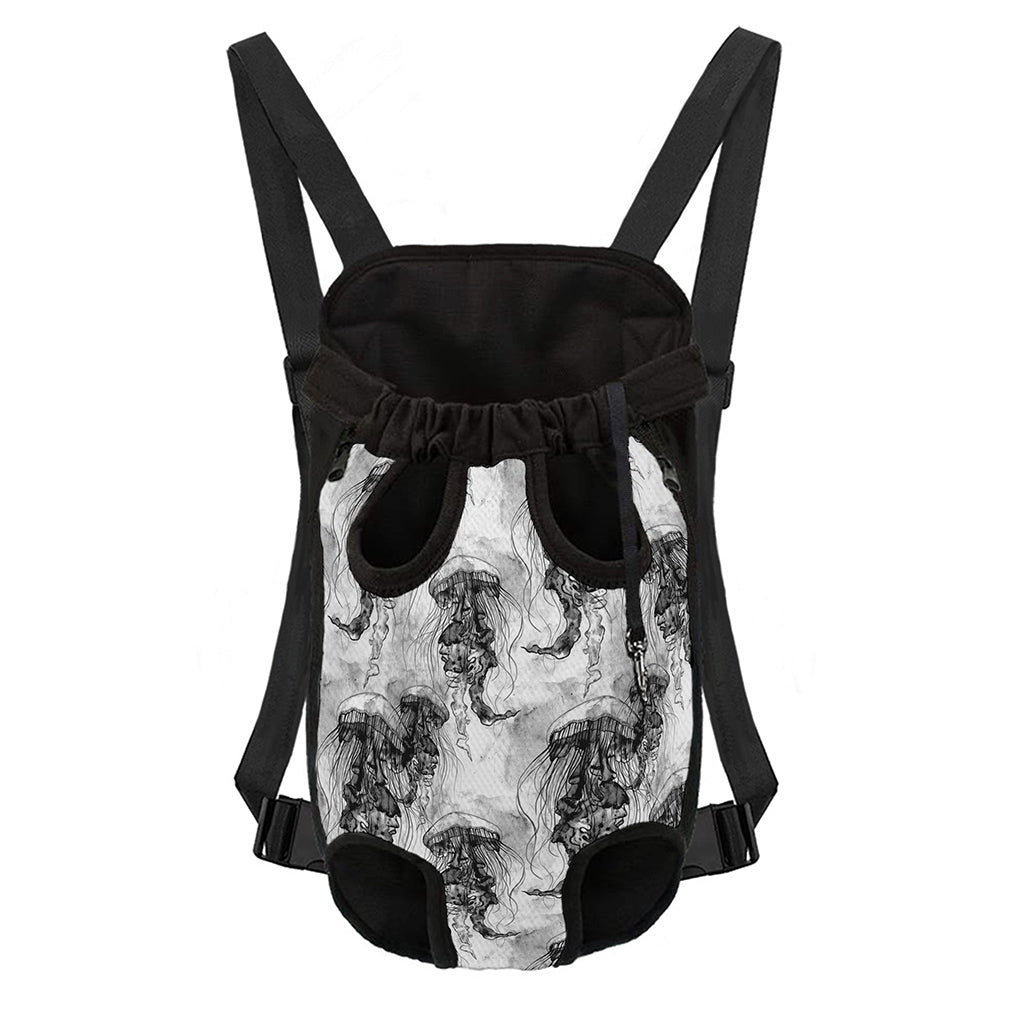 Black And White Jellyfish Pattern Print Pet Carrier Backpack