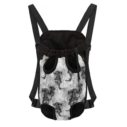 Black And White Jellyfish Pattern Print Pet Carrier Backpack