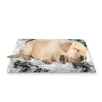 Black And White Jellyfish Pattern Print Pet Cooling Mat Cover