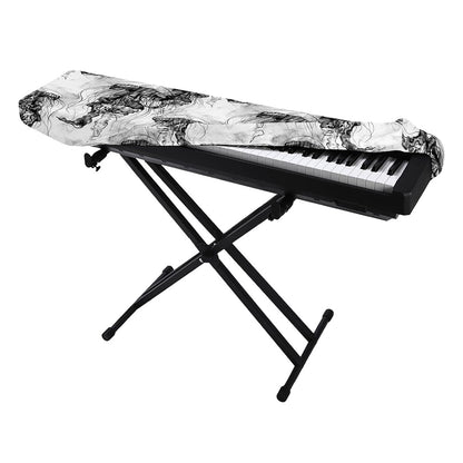 Black And White Jellyfish Pattern Print Piano Keyboard Cover