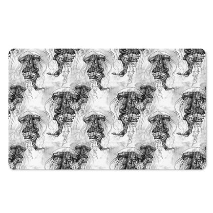 Black And White Jellyfish Pattern Print Polyester Doormat