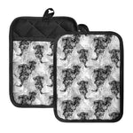 Black And White Jellyfish Pattern Print Pot Holders With Pocket