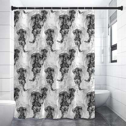 Black And White Jellyfish Pattern Print Premium Shower Curtain