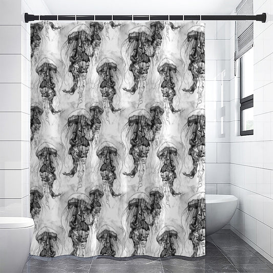 Black And White Jellyfish Pattern Print Premium Shower Curtain