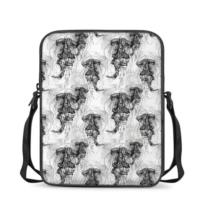 Black And White Jellyfish Pattern Print Rectangular Crossbody Bag