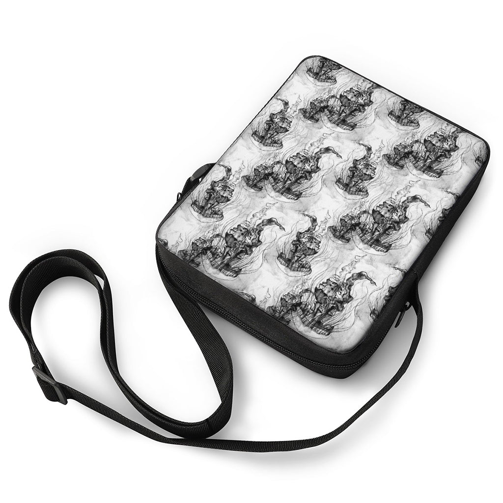 Black And White Jellyfish Pattern Print Rectangular Crossbody Bag