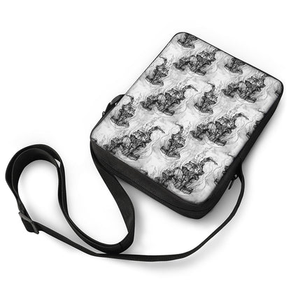 Black And White Jellyfish Pattern Print Rectangular Crossbody Bag