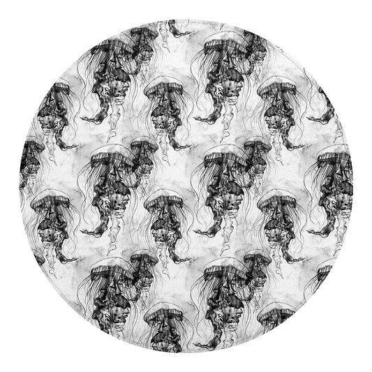 Black And White Jellyfish Pattern Print Round Blanket