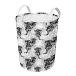 Black And White Jellyfish Pattern Print Round Laundry Basket