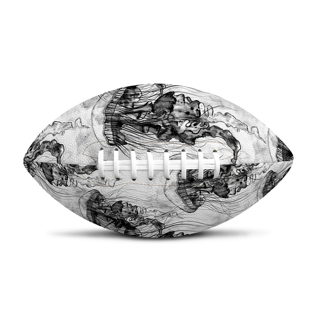 Black And White Jellyfish Pattern Print Rugby Ball