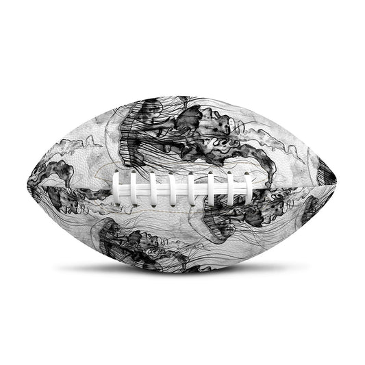 Black And White Jellyfish Pattern Print Rugby Ball