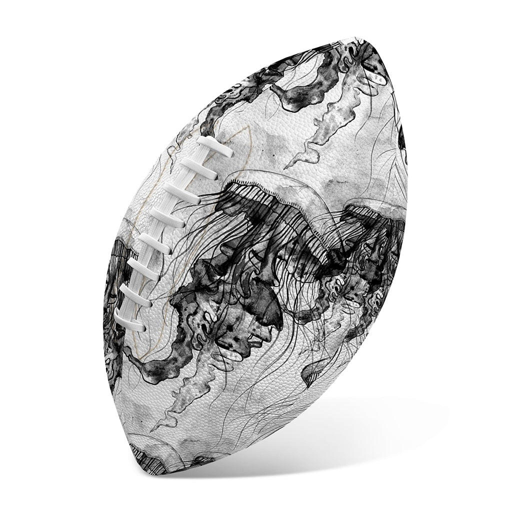 Black And White Jellyfish Pattern Print Rugby Ball