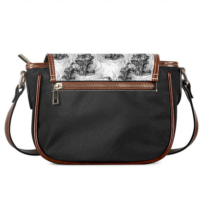 Black And White Jellyfish Pattern Print Saddle Bag