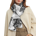 Black And White Jellyfish Pattern Print Scarf