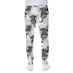 Black And White Jellyfish Pattern Print Scuba Joggers