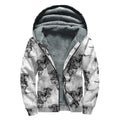 Black And White Jellyfish Pattern Print Sherpa Lined Zip Up Hoodie