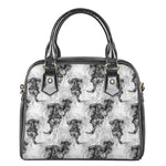 Black And White Jellyfish Pattern Print Shoulder Handbag