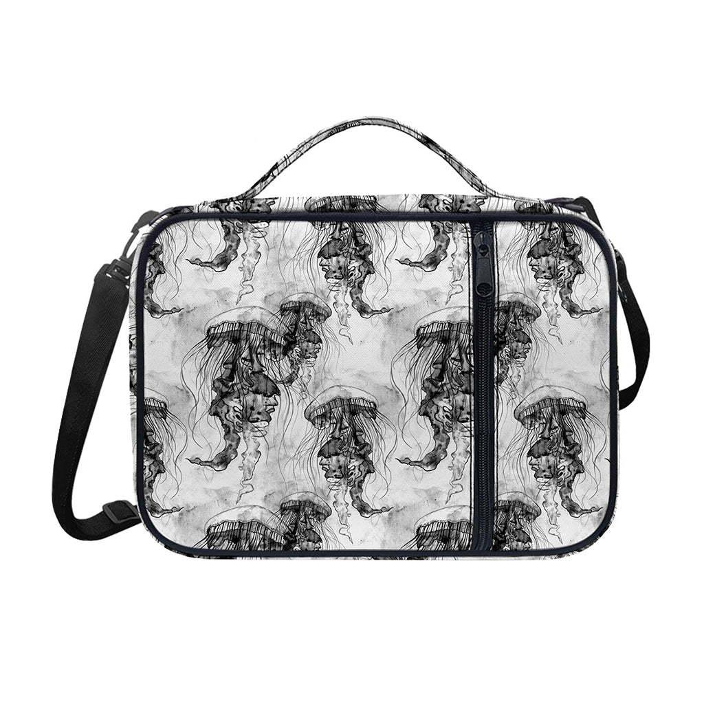 Black And White Jellyfish Pattern Print Shoulder Strap Bible Bag