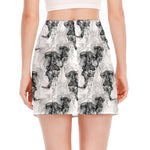 Black And White Jellyfish Pattern Print Side Slit Mini Skirt