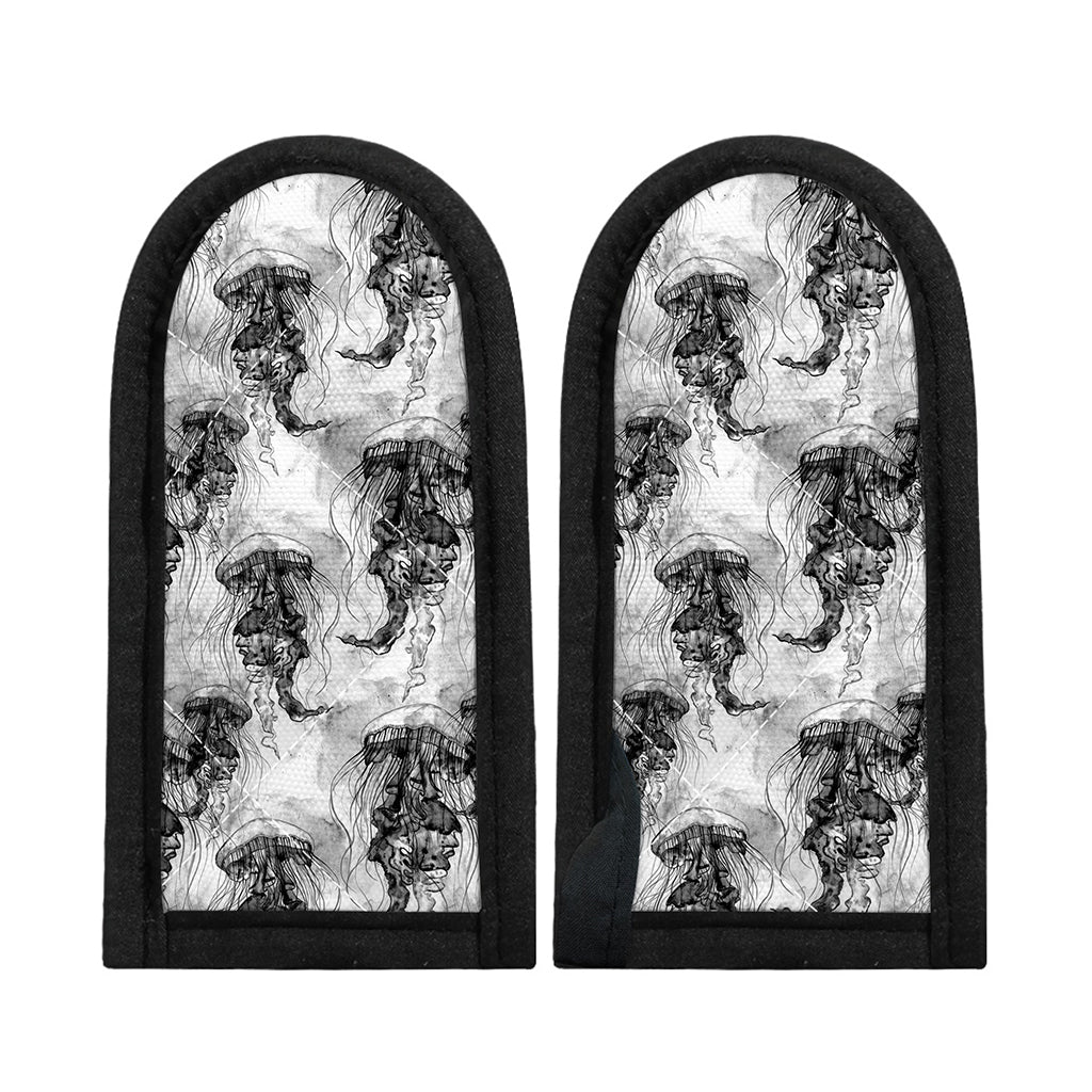 Black And White Jellyfish Pattern Print Skillet Handle Cover