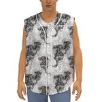 Black And White Jellyfish Pattern Print Sleeveless Baseball Jersey