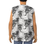 Black And White Jellyfish Pattern Print Sleeveless Baseball Jersey