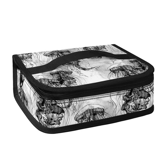 Black And White Jellyfish Pattern Print Small Lunch Bag