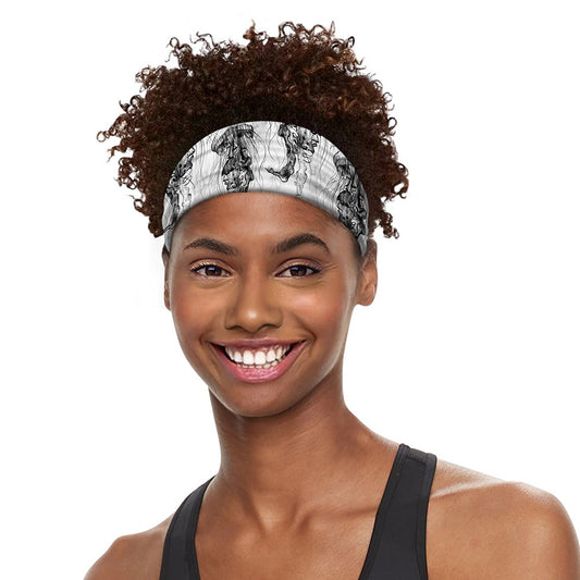 Black And White Jellyfish Pattern Print Sports Headband