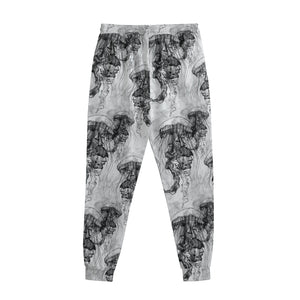 Black And White Jellyfish Pattern Print Sweatpants