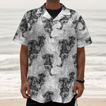 Black And White Jellyfish Pattern Print Textured Short Sleeve Shirt