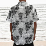 Black And White Jellyfish Pattern Print Textured Short Sleeve Shirt