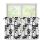 Black And White Jellyfish Pattern Print Tier Curtains