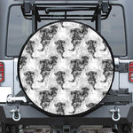 Black And White Jellyfish Pattern Print Tire Cover