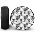 Black And White Jellyfish Pattern Print Tire Cover