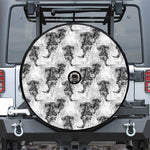 Black And White Jellyfish Pattern Print Tire Cover With Camera Hole