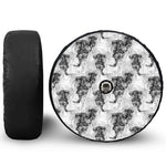 Black And White Jellyfish Pattern Print Tire Cover With Camera Hole