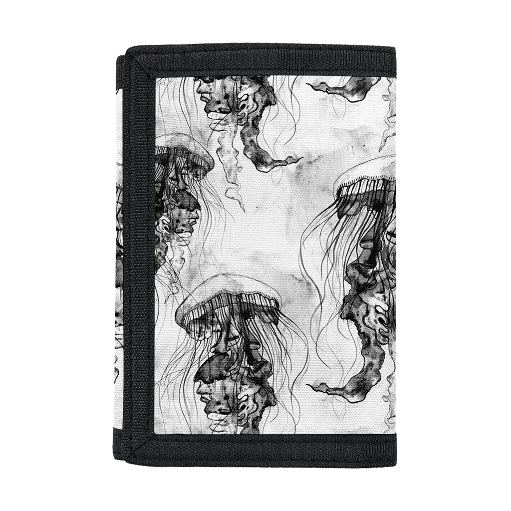 Black And White Jellyfish Pattern Print Trifold Wallet