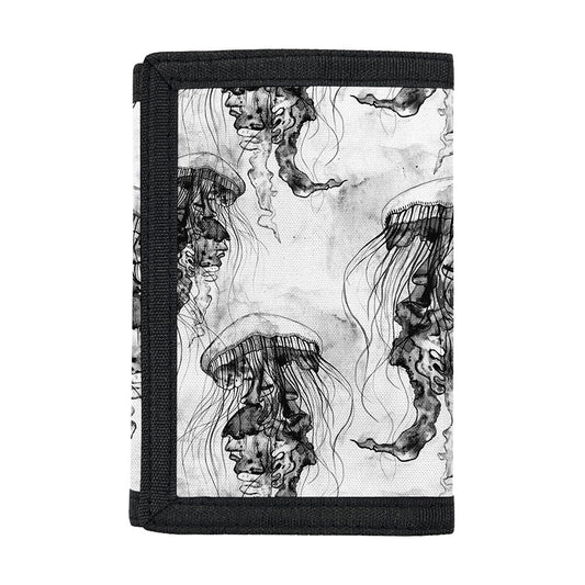 Black And White Jellyfish Pattern Print Trifold Wallet