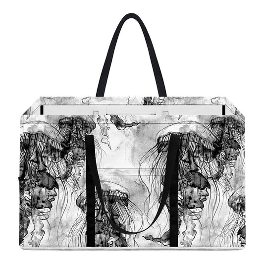 Black And White Jellyfish Pattern Print Utility Tote Bag