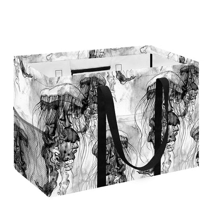 Black And White Jellyfish Pattern Print Utility Tote Bag