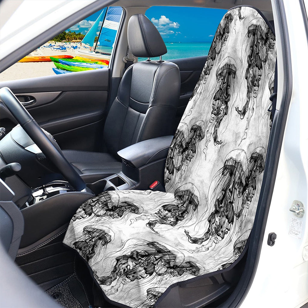 Black And White Jellyfish Pattern Print Waterproof Car Seat Cover