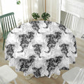 Black And White Jellyfish Pattern Print Waterproof Round Tablecloth