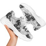 Black And White Jellyfish Pattern Print White Chunky Shoes