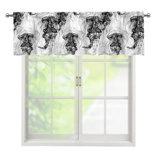 Black And White Jellyfish Pattern Print Window Valance