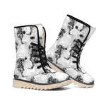 Black And White Jellyfish Pattern Print Winter Boots