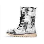Black And White Jellyfish Pattern Print Winter Boots