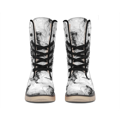 Black And White Jellyfish Pattern Print Winter Boots