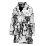 Black And White Jellyfish Pattern Print Women's Bathrobe